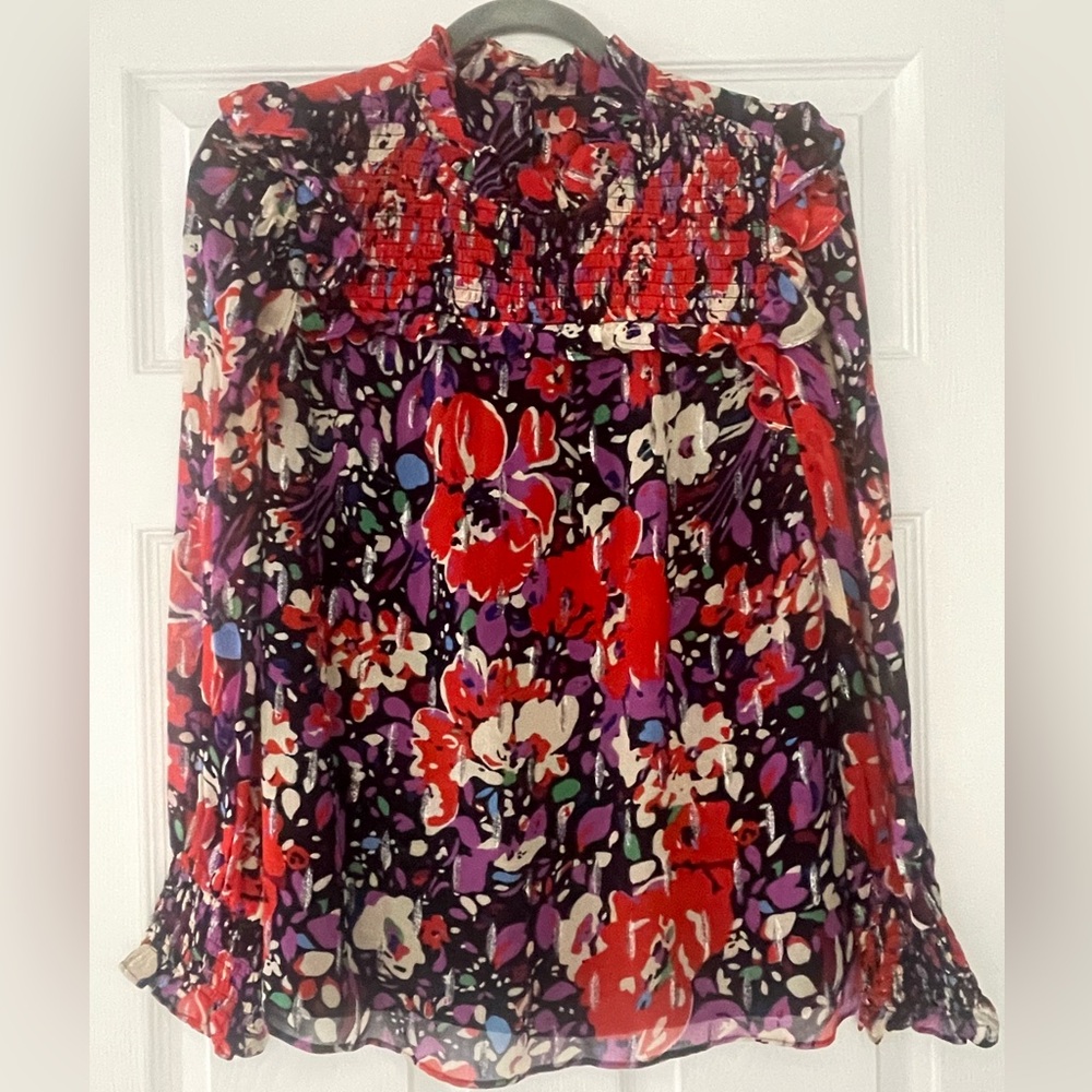 J. Crew High Neck Floral Printed Blouse NWOT